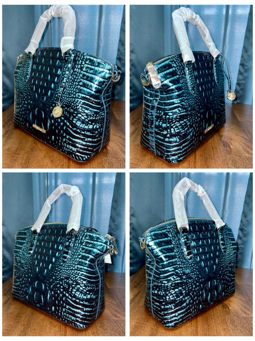 Brahmin NWT Duxbury - Blue Patina - Peacock/Teal - Jewel Tone - Two Eyes - Picture 4 of 16